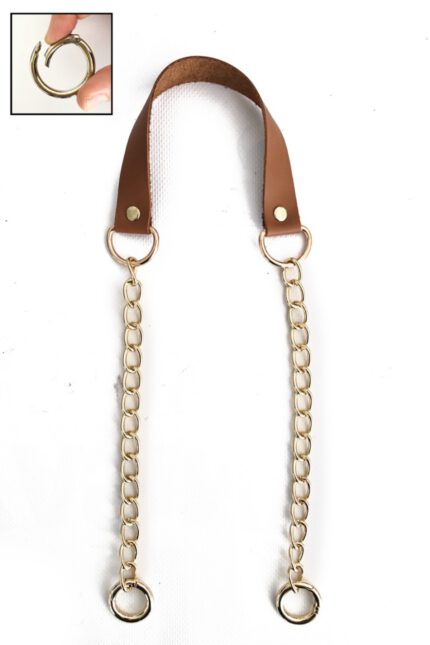 Gerçek Deri Ve Zincir, Yaylı Halka Takım Çanta Sapı (75 Cm)