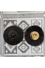 Altın Mıknatıslı Yuvarlak Hakiki Deri Çanta Çıtçıt - Görsel 2