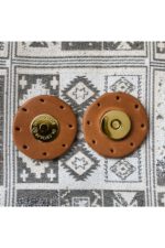 Altın Mıknatıslı Yuvarlak Hakiki Deri Çanta Çıtçıt - Görsel 3