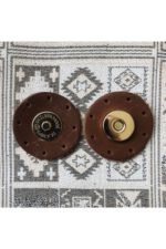 Altın Mıknatıslı Yuvarlak Hakiki Deri Çanta Çıtçıt - Görsel 4