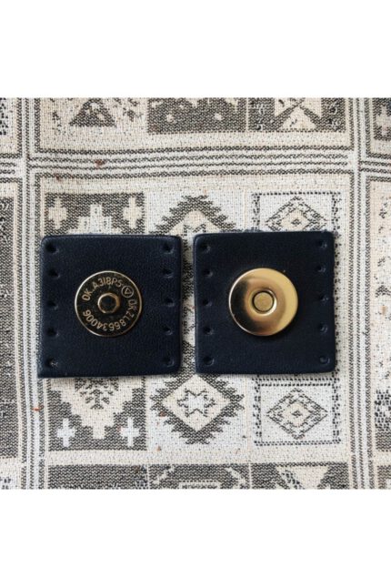 Altın Mıknatıslı Kare Hakiki Deri Çanta Çıtçıtı