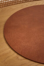 Yuvarlak Deri Amerikan Servis Supla, Sofra Sunum Tabak Altlığı- 30 cm - Görsel 2