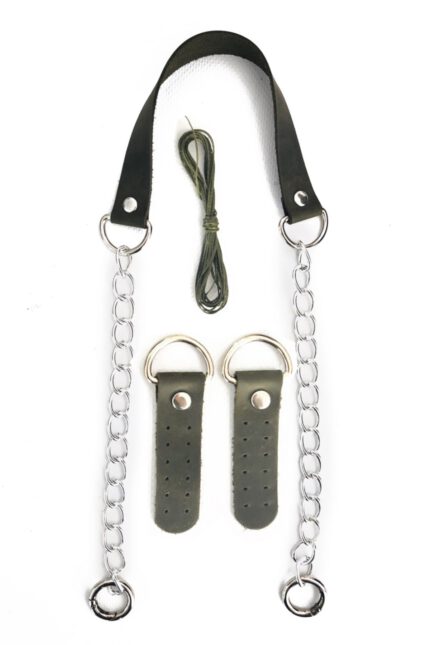 Gerçek Deri Ve Zincir, Yaylı Halka, Deri Böce, Mumlu Ip Takım Çanta Sapı (75 Cm)