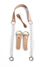 Gerçek Deri Ve Zincir, Yaylı Halka, Deri Böce, Mumlu Ip Takım Çanta Sapı (75 Cm) - Görsel 4