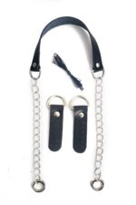 Gerçek Deri Ve Zincir, Yaylı Halka, Deri Böce, Mumlu Ip Takım Çanta Sapı (75 Cm) - Görsel 5