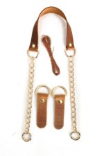 Gerçek Deri Ve Zincir, Yaylı Halka, Deri Böce, Mumlu Ip Takım Çanta Sapı (75 Cm) - Görsel 6