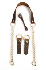Gerçek Deri Ve Zincir, Yaylı Halka, Deri Böce, Mumlu Ip Takım Çanta Sapı (75 Cm) - Görsel 9