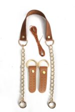 Gerçek Deri Ve Zincir, Yaylı Halka, Deri Böce, Mumlu Ip Takım Çanta Sapı (75 Cm) - Görsel 11