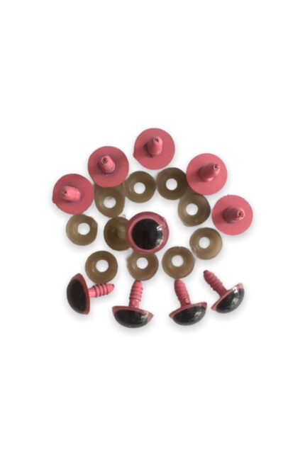 Amigurumi Vidali Göz Pembe Renk 16 Mm (10 Adet)