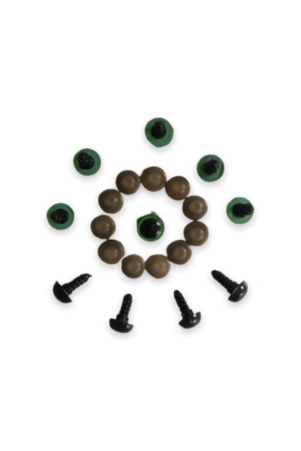 Amigurumi Vidali Göz Yeşil Renk 12 Mm (10 Adet)