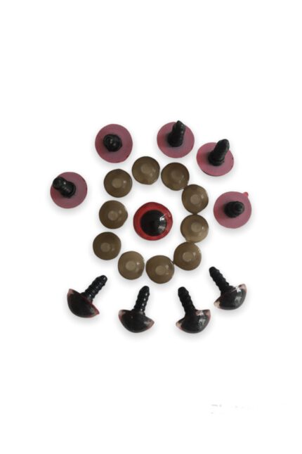 Amigurumi Vidali Göz Kırmızı Renk 14 Mm (10 Adet)