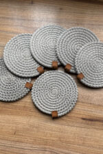 Gri Tress 6’lı Bardak Altlığı, Çay Kahve Fincan Kupa Mum Altlığı Dekoratif Supla 12 Cm - Görsel 2