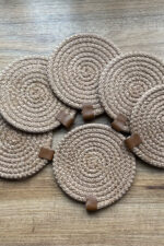 Hasır Tress 6’lı Bardak Altlığı, Çay Kahve Fincan Kupa Mum Altlığı Dekoratif Supla 12 Cm - Görsel 2