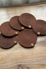 Koyu Kahve 6’lı Bardak Altlığı, Çay Kahve Fincan Kupa Mum Altlığı Dekoratif Supla 12 Cm - Görsel 2