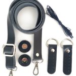 Hakiki Deri Çanta Sapı Gümüş Aksesuar (120 Cm), Mıknatıslı Çıtçıt, Mumlu Ip Set - Lacivert