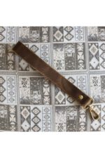 Gerçek Deri Bilek Askısı (22 Cm) - Crazy Taba Rengi / Altın Aksesuarlı