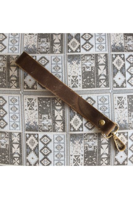 Gerçek Deri Bilek Askısı (22 Cm) - Crazy Taba Rengi / Altın Aksesuarlı