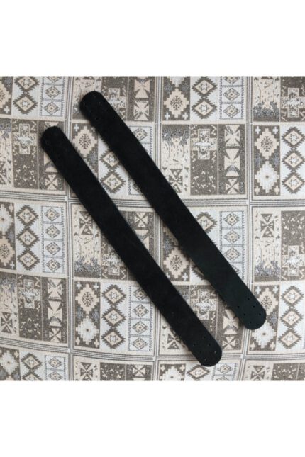 Gerçek Deri Tepsi Sapı (çift - 22 Cm) - Siyah Rengi