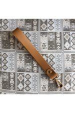 Gerçek Deri Bilek Askısı (22 Cm) - Camel Rengi / Altın Aksesuarlı