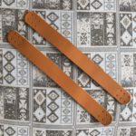 Gerçek Deri Tepsi Sapı (çift - 22 Cm) - Turuncu Rengi