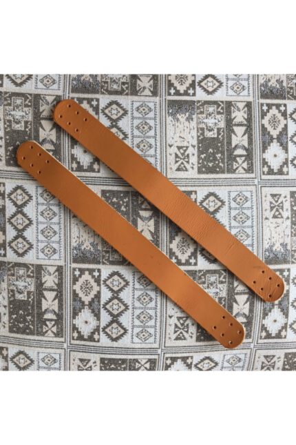 Gerçek Deri Tepsi Sapı (çift - 22 Cm) - Turuncu Rengi