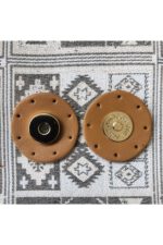 Altın Mıknatıslı Yuvarlak Hakiki Deri Çanta Çıtçıt - Görsel 5