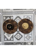 Altın Mıknatıslı Yuvarlak Hakiki Deri Çanta Çıtçıt - Görsel 7