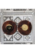 Altın Mıknatıslı Yuvarlak Hakiki Deri Çanta Çıtçıt - Görsel 8