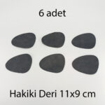 Hakiki Deri Asimetrik Bardak Altlığı 6lı 11x9 cm