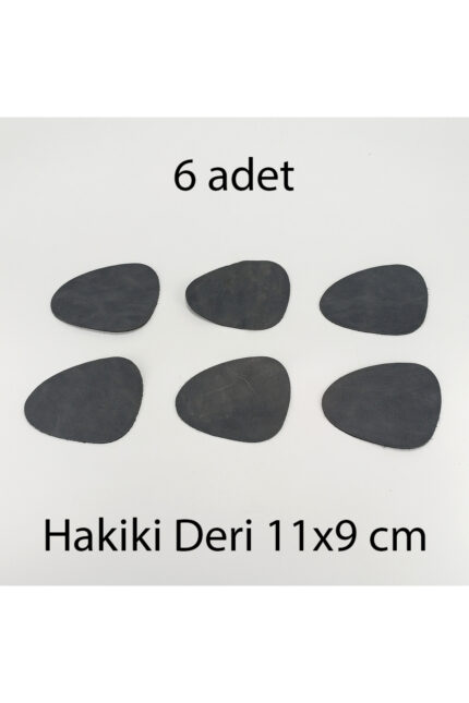Hakiki Deri Asimetrik Bardak Altlığı 6lı 11x9 cm