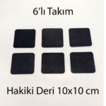 Hakiki Deri Kare Bardak Altlığı 6lı 10x10 cm