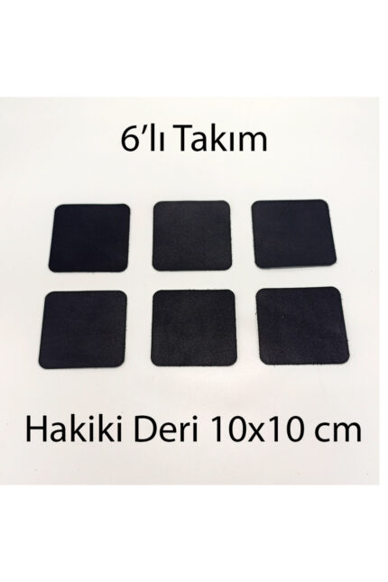 Hakiki Deri Kare Bardak Altlığı 6lı 10x10 cm
