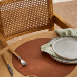 Yuvarlak Deri Amerikan Servis Supla, Sofra Sunum Tabak Altlığı- 30 cm