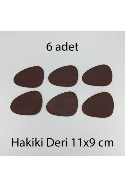 Hakiki Deri Asimetrik Bardak Altlığı 6lı 11x9 cm
