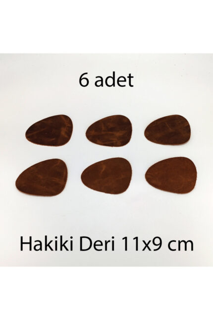 Hakiki Deri Asimetrik Bardak Altlığı 6lı 11x9 cm