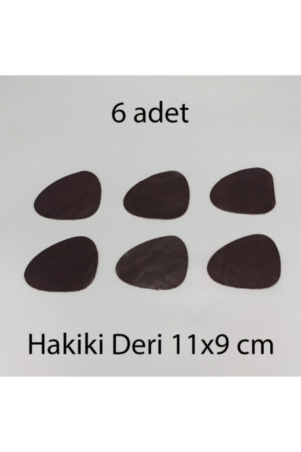 Hakiki Deri Asimetrik Bardak Altlığı 6lı 11x9 cm