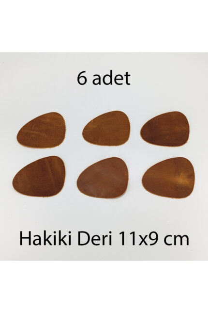 Hakiki Deri Asimetrik Bardak Altlığı 6lı 11x9 cm