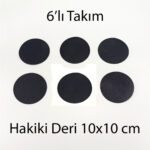 Hakiki Deri Yuvarlak Bardak Altlığı 6lı 10x10 cm