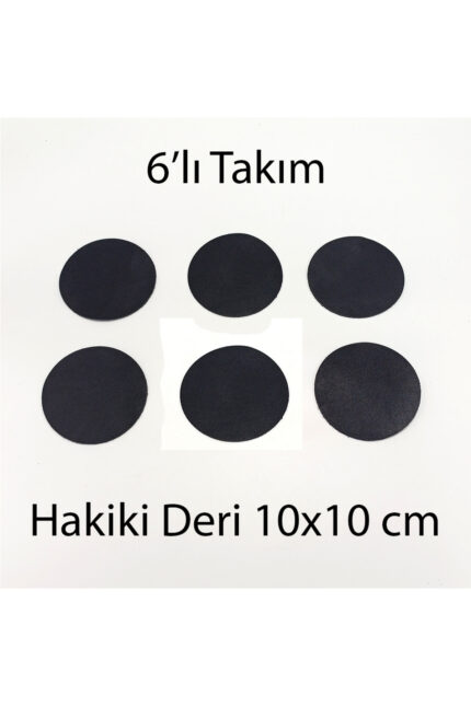 Hakiki Deri Yuvarlak Bardak Altlığı 6lı 10x10 cm