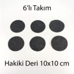 Hakiki Deri Yuvarlak Bardak Altlığı 6lı 10x10 cm
