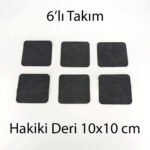 Hakiki Deri Kare Bardak Altlığı 6lı 10x10 cm