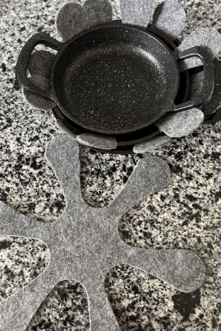 12'li Tava Koruyucu Keçe Set, Kalın Tencere Keçe Ayırıcı, Tava Çizdirmez - Gri 30x30 cm