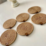 Hasır Tress 6’lı Bardak Altlığı, Çay Kahve Fincan Kupa Mum Altlığı Dekoratif Supla 12 Cm