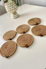 Hasır Tress 6’lı Bardak Altlığı, Çay Kahve Fincan Kupa Mum Altlığı Dekoratif Supla 12 Cm