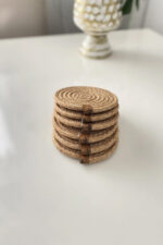 Hasır Tress 6’lı Bardak Altlığı, Çay Kahve Fincan Kupa Mum Altlığı Dekoratif Supla 12 Cm - Görsel 4