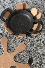 12'li Tava Koruyucu Keçe Set, Kalın Tencere Keçe Ayırıcı, Tava Çizdirmez - Hasır renk 30x30 cm - Görsel 2