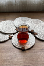 Krem 6’lı Bardak Altlığı, Çay Kahve Fincan Kupa Mum Altlığı Dekoratif Supla 12 Cm - Görsel 2