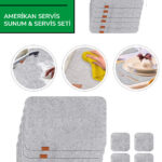 12 Parça Keçe Supla, Amerikan Servis Seti, Sunum & Servis Seti, 6 Tabak ve 6 Bardak Altlığı
