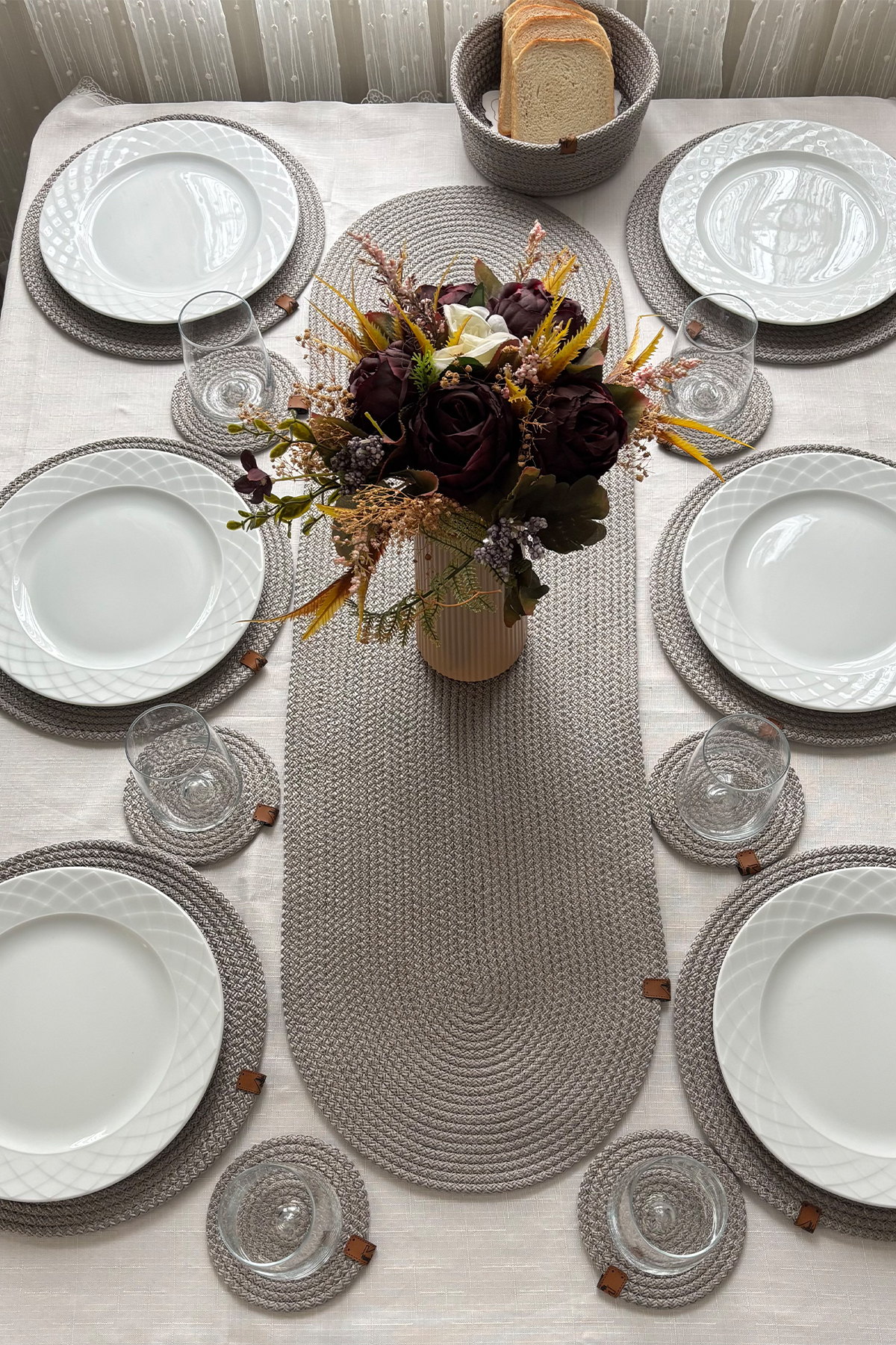 1_org_zoom-38.jpg Runner, Supla, Bardak Altlığı Set- 6 Supla, 1 Runner, 6 Bardak Altlığı - Görsel 1