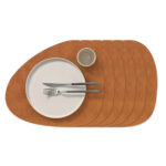 6'lı Deri Amerikan Servis Supla Seti, Sofra Sunum Tabak Altlığı- 37x44 cm